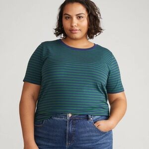 Universal Standard Tee Rex in Cenote/Jardin Stripe